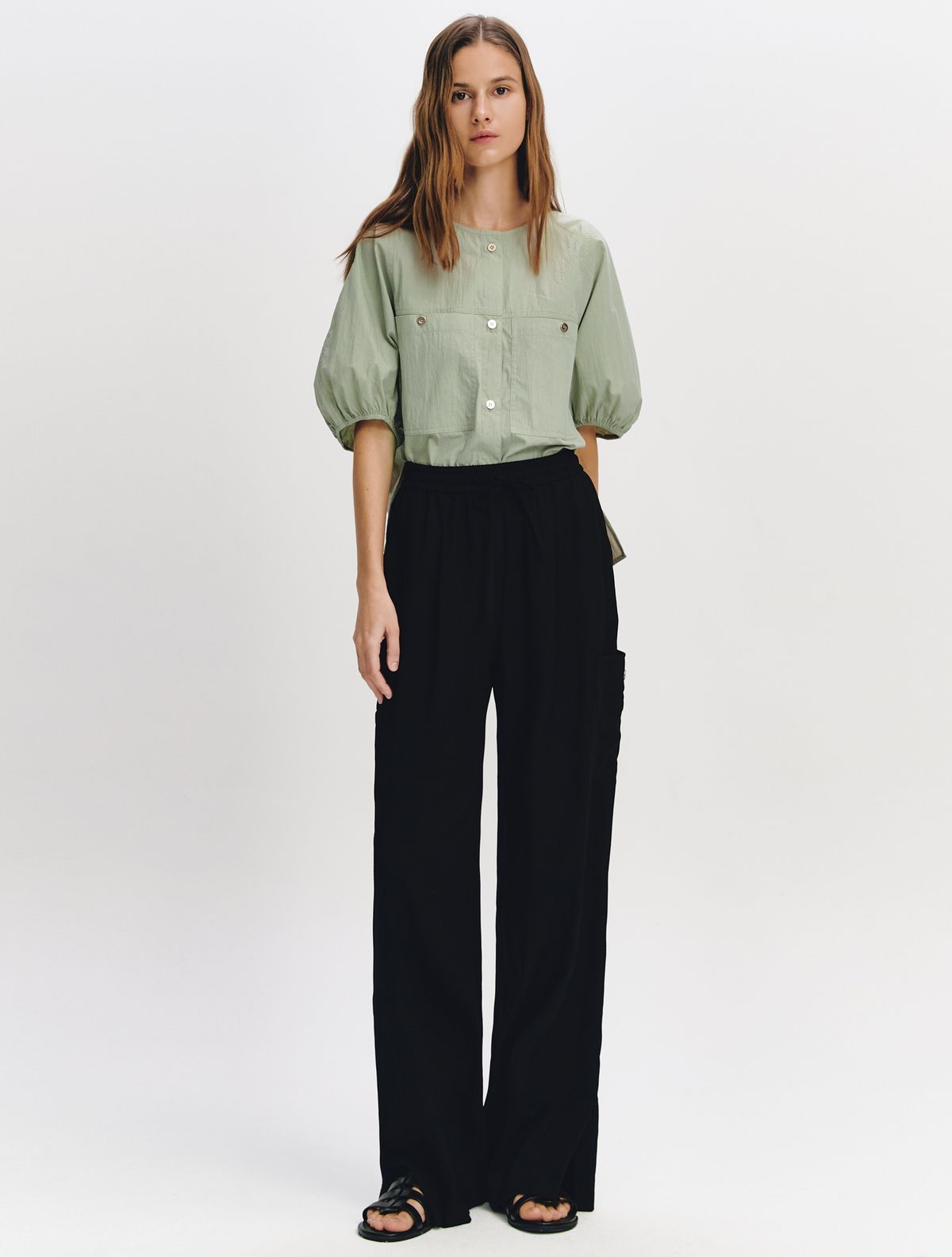 그레이데시온(GRAYDATION) Banded Cargo Slit Pants BLACK