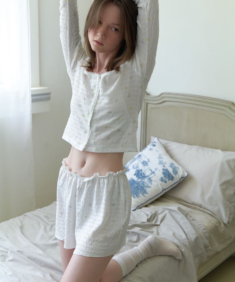 Floral banding shorts - White