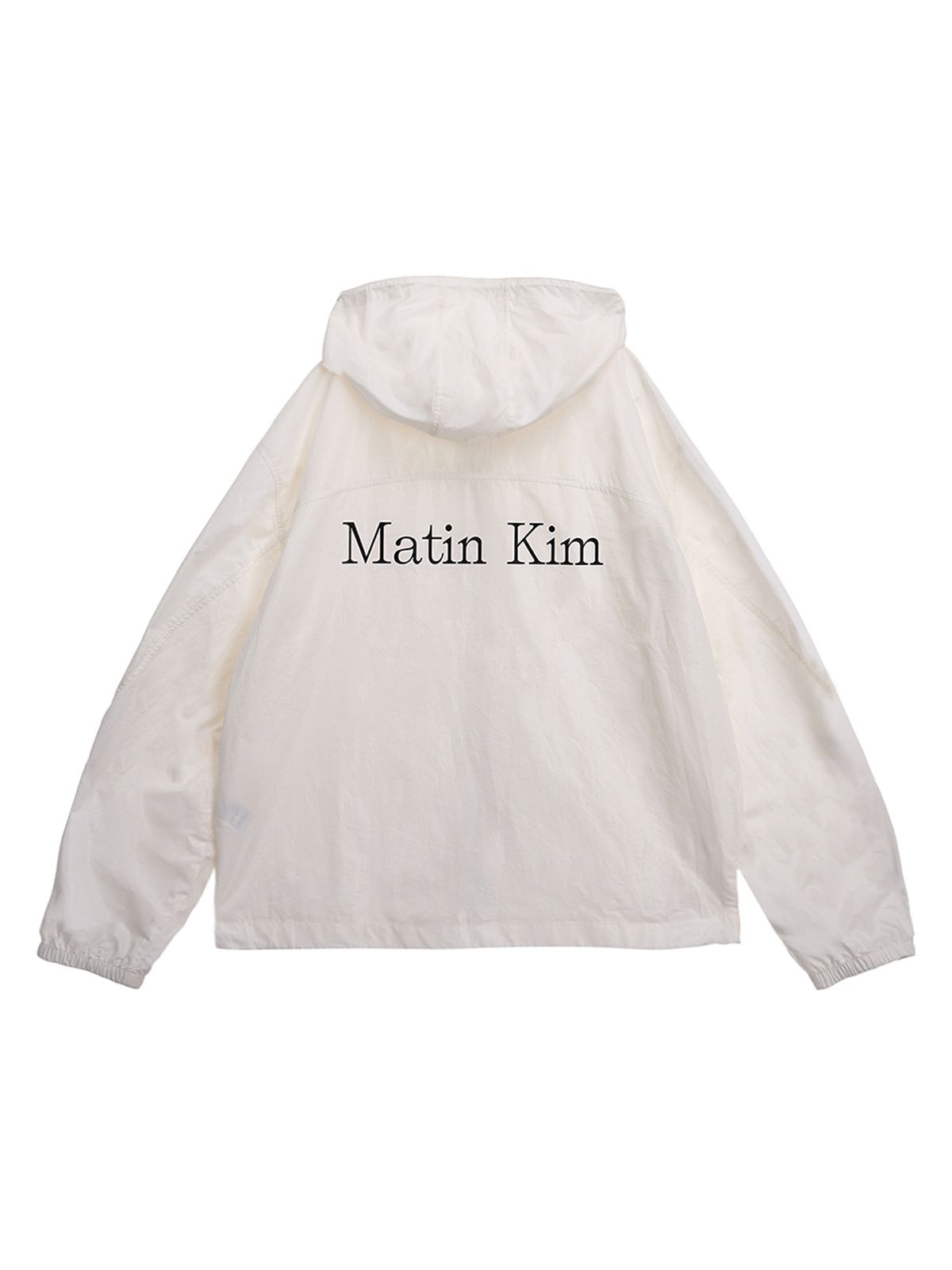 마뗑킴(MATIN KIM) MATIN HIGH NECK HOODY COATING JUMPER FOR MEN IN IVORY