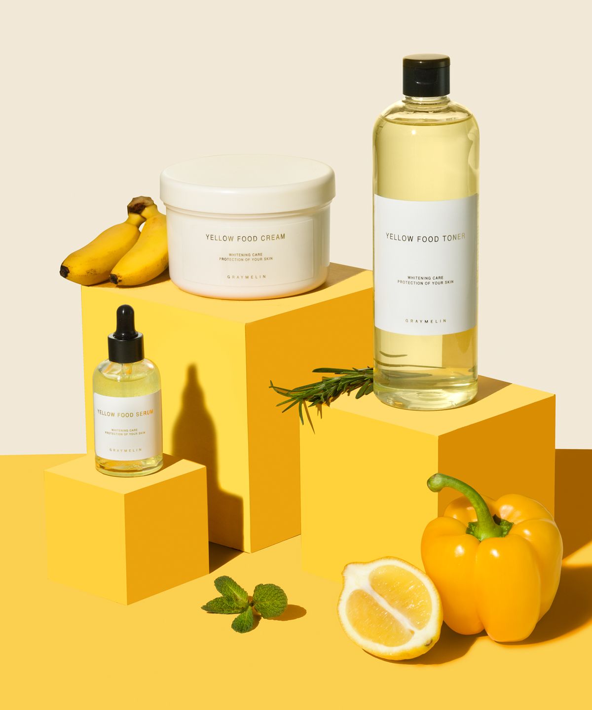 그레이멜린(GREYMELIN) [SET][미백 기능성] 옐로우푸드 미백 영양 스킨케어 3종세트 (토너 500ml+세럼 50ml+크림 500g)