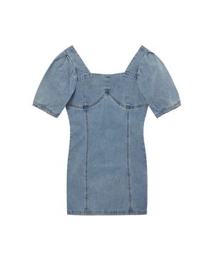 여성 스퀘어넥 퍼프소매 원피스 YN2D7764