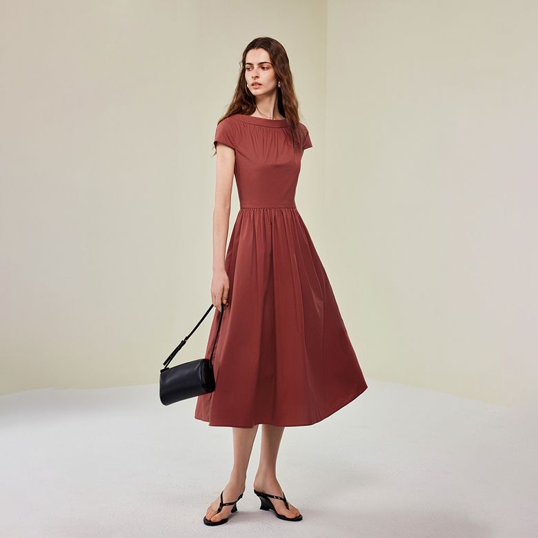 YY_Temperament waist toast dress