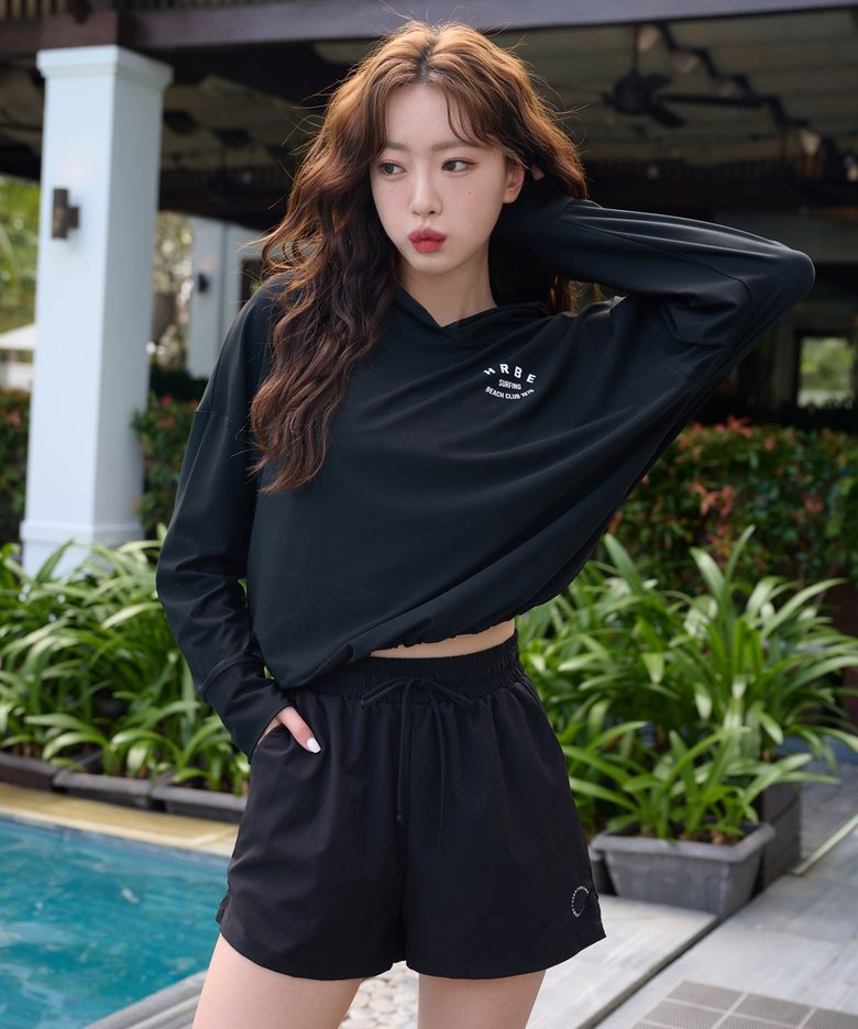 [SET] 여성 래쉬가드세트 루즈핏 후드 긴팔 & 워터레깅스 스윔팬츠 RI389 AE306