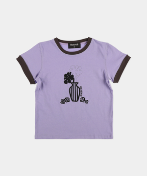 우먼 플라워팟 링거 티셔츠 라벤더