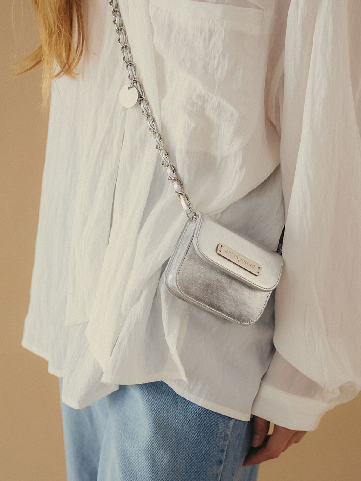 옴니포턴트(OMNIPOTENT) [Leather chain ver.] pin wallet bag _Silver