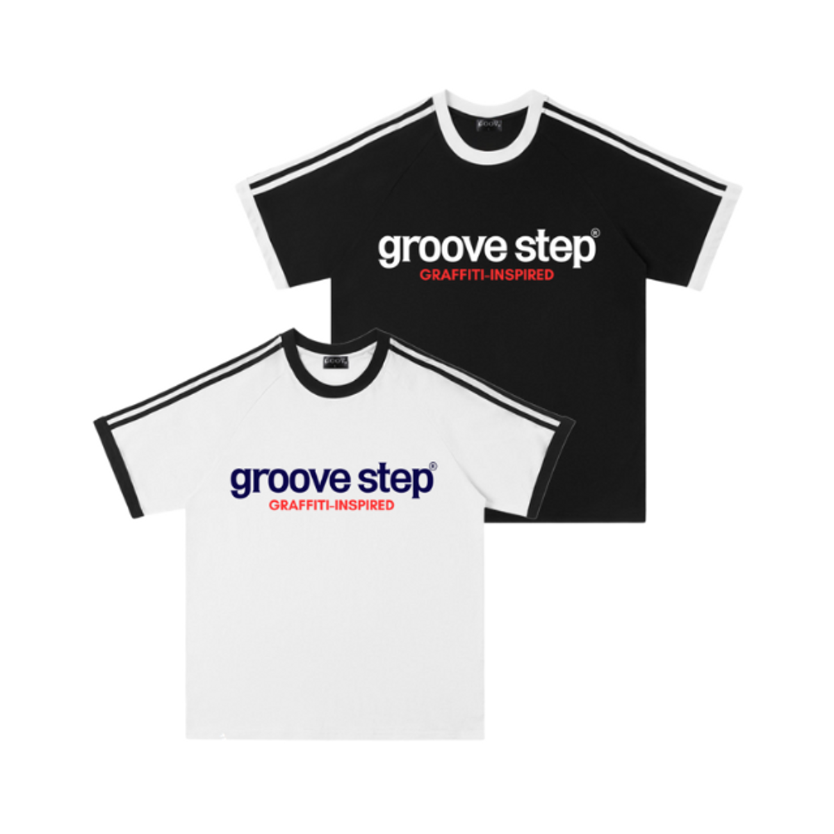 그루브스텝(GROOVESTEP) [2PACK] 삼선 르방 라운드 반팔 티셔츠 S0242