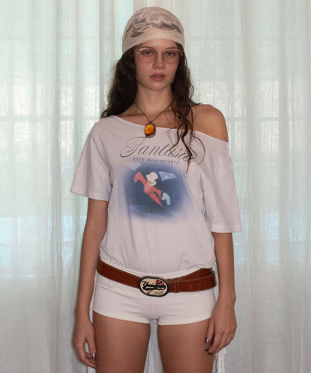 [Sculptor X Fantasia] Mickey Cut Out Tee Dirty White