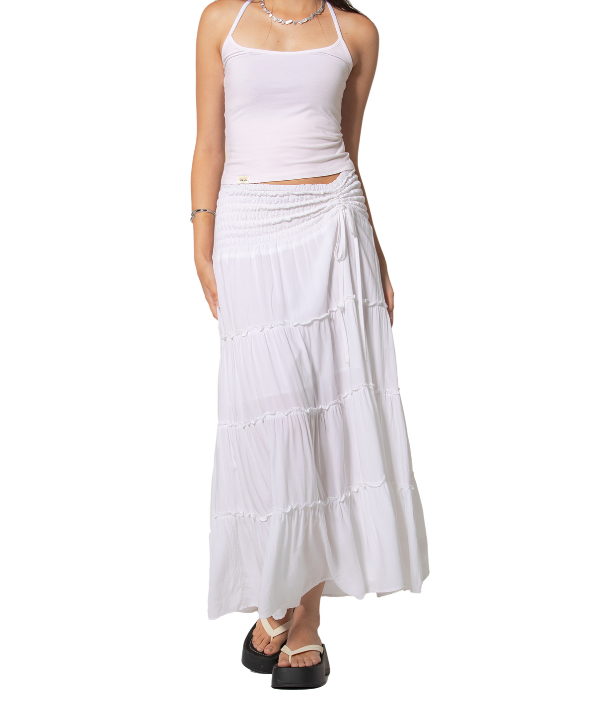 피프트 에일리어스(FIFTHALIAS) (텐셀100) Flow tencel skirt Ivory