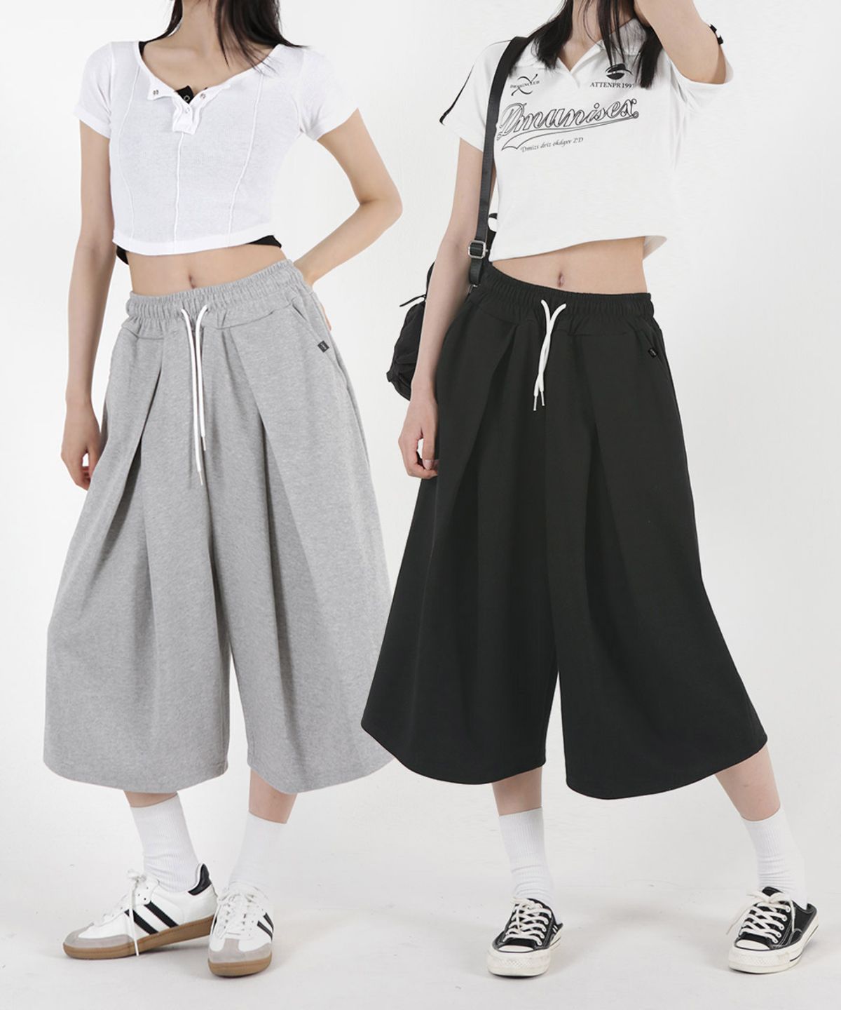 음(UMM) 여자 더블핀턱 버뮤다팬츠 2COLOR