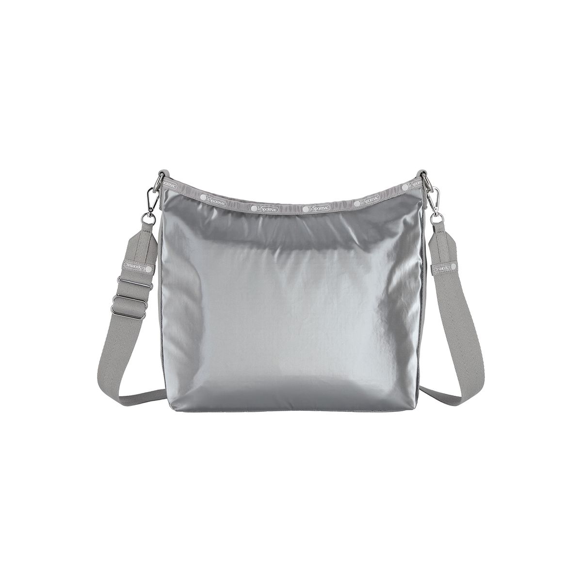 레스포색(LESPORTSAC) 건메탈 그레이 샤인 미디움 집 숄더백 [1014.MA08]