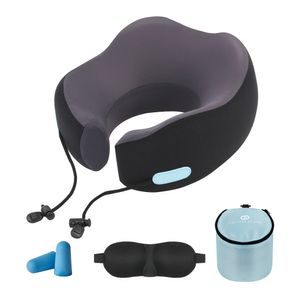 고급형 여행용 메모리폼 목베개 + 수면안대 + 귀마개 + 파우치 세트