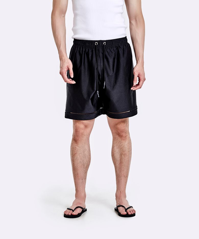 Mesh Line Shorts - Black