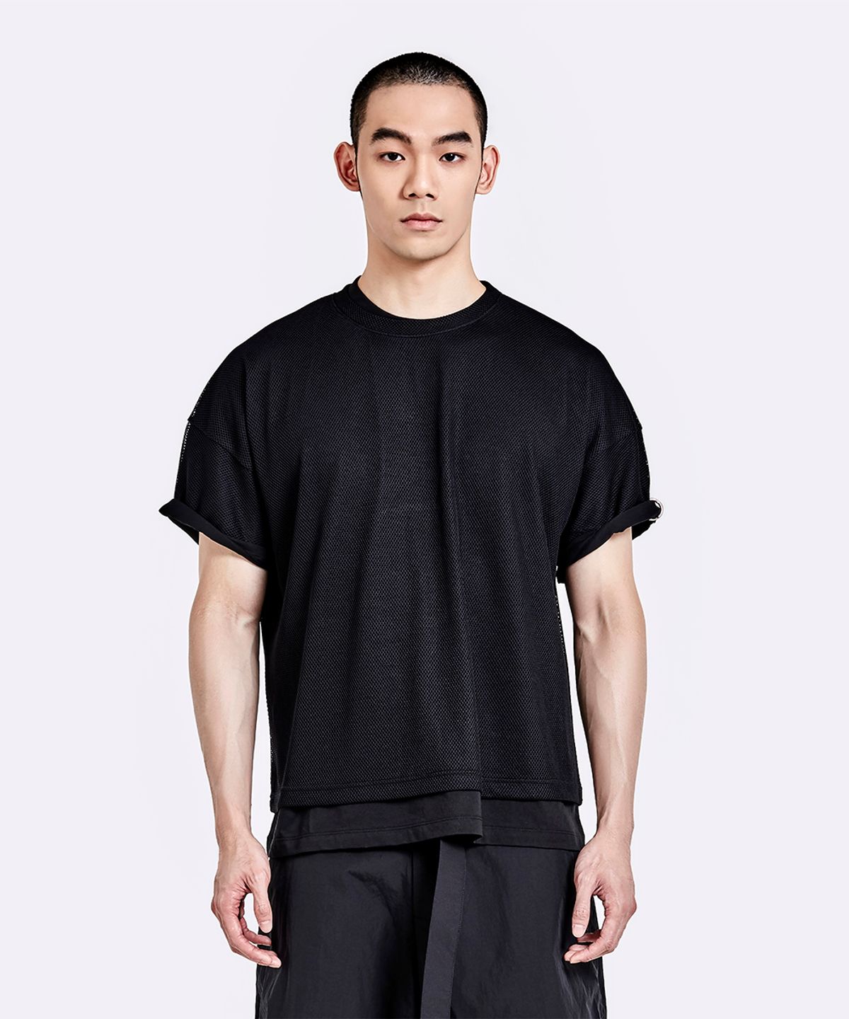 51퍼센트(51PERCENT) Layered Mesh T-shirt - Black