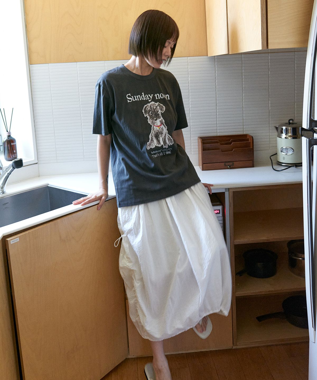 스텝어라운드(STEP AROUND) Seersucker balloon cargo skirt_WHITE