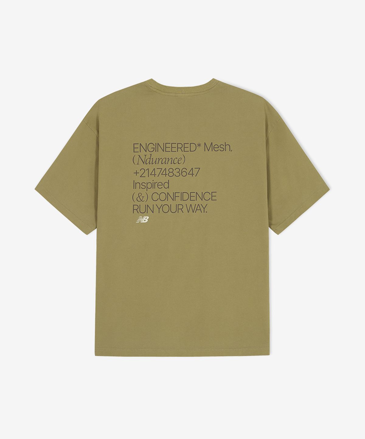 뉴발란스(NEW BALANCE) NBNEF31743 / UNI Ndurance 레터링 반팔티 (KHAKI)