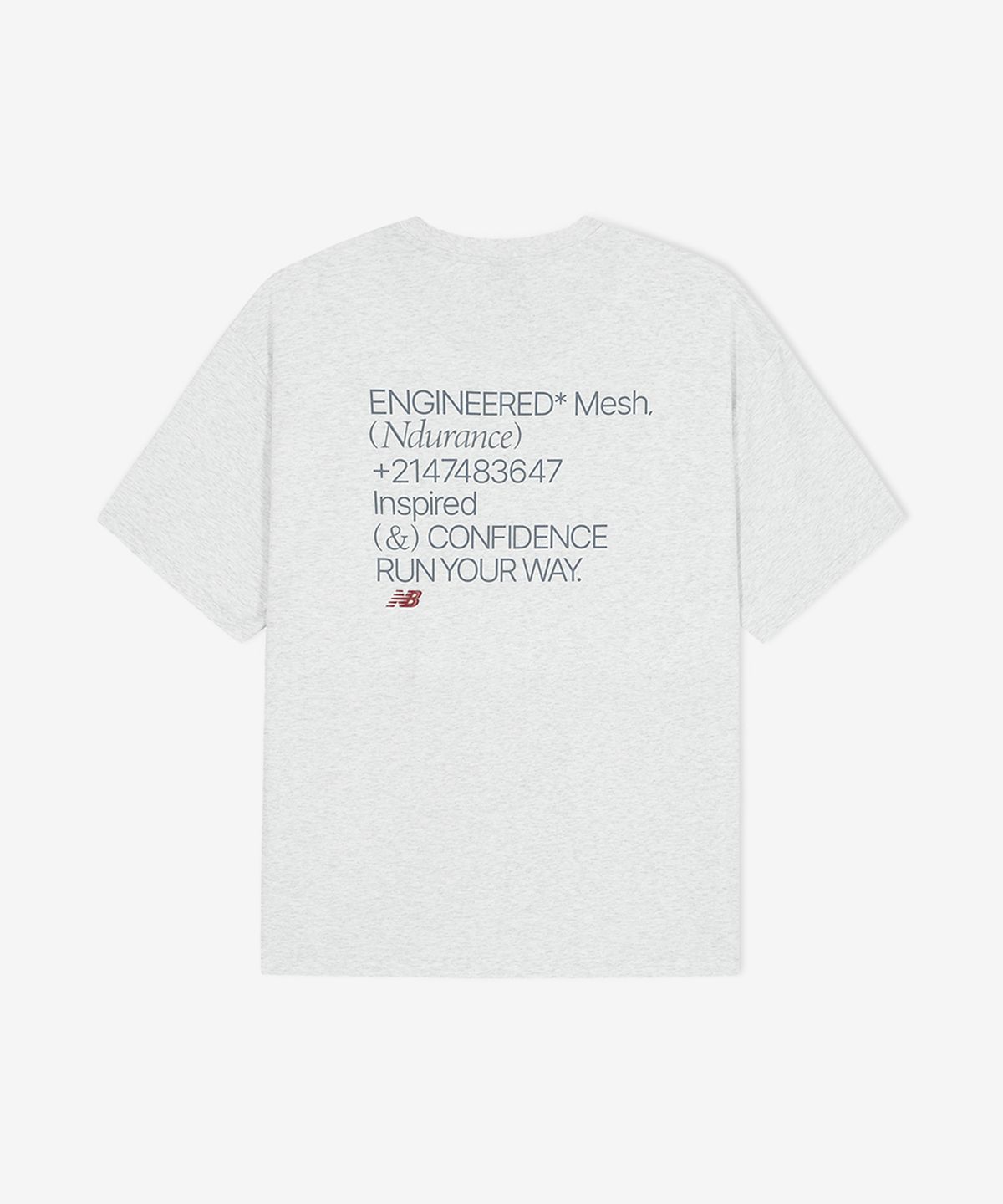 뉴발란스(NEW BALANCE) NBNEF31743 / UNI Ndurance 레터링 반팔티 (LIGHT GRAY)