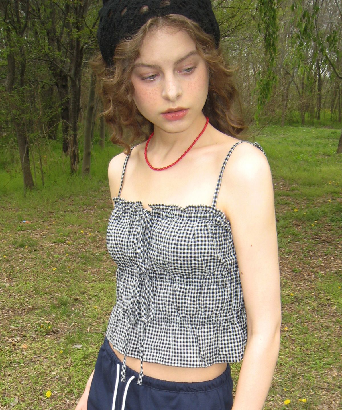후아유(WHO.A.U) Dobby Check Blouse / WHBLG2541F