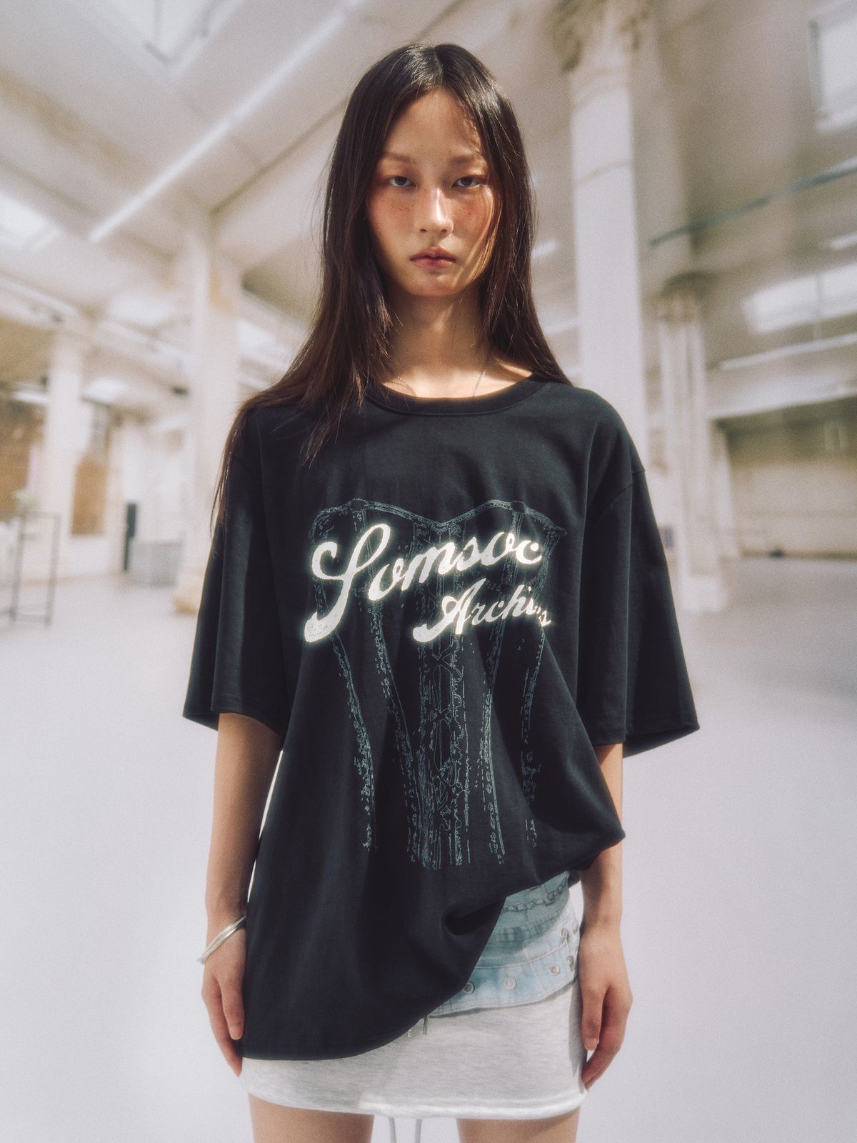 솜속(SOMSOC) TROMPE LOEIL CORSET TOP_BLACK