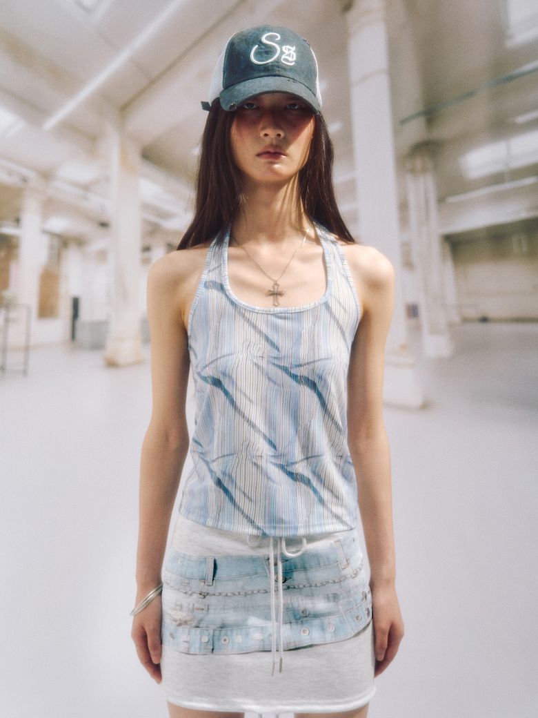 HALIE HALTERNECK TOP_BLUE