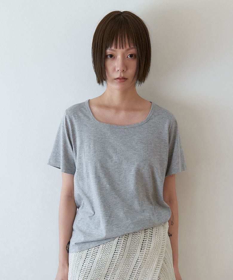 Square neck comfortable T-shirts_GREY