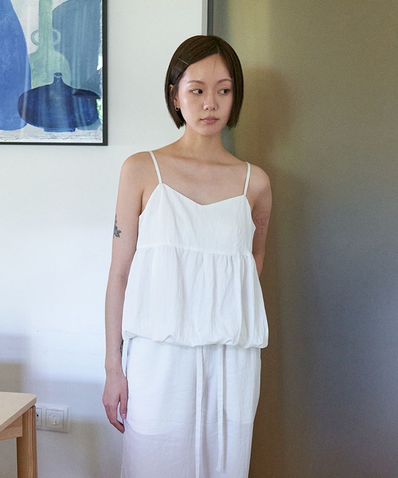 Draping bustier top_WHITE
