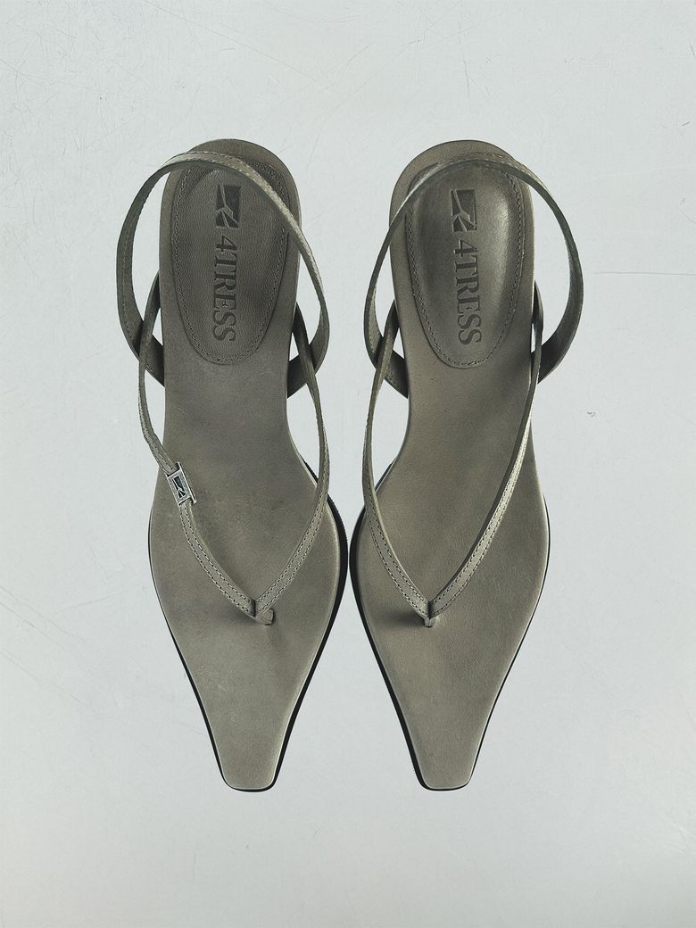 LEATHER HEELED SANDALS 02 BEIGE GRAY