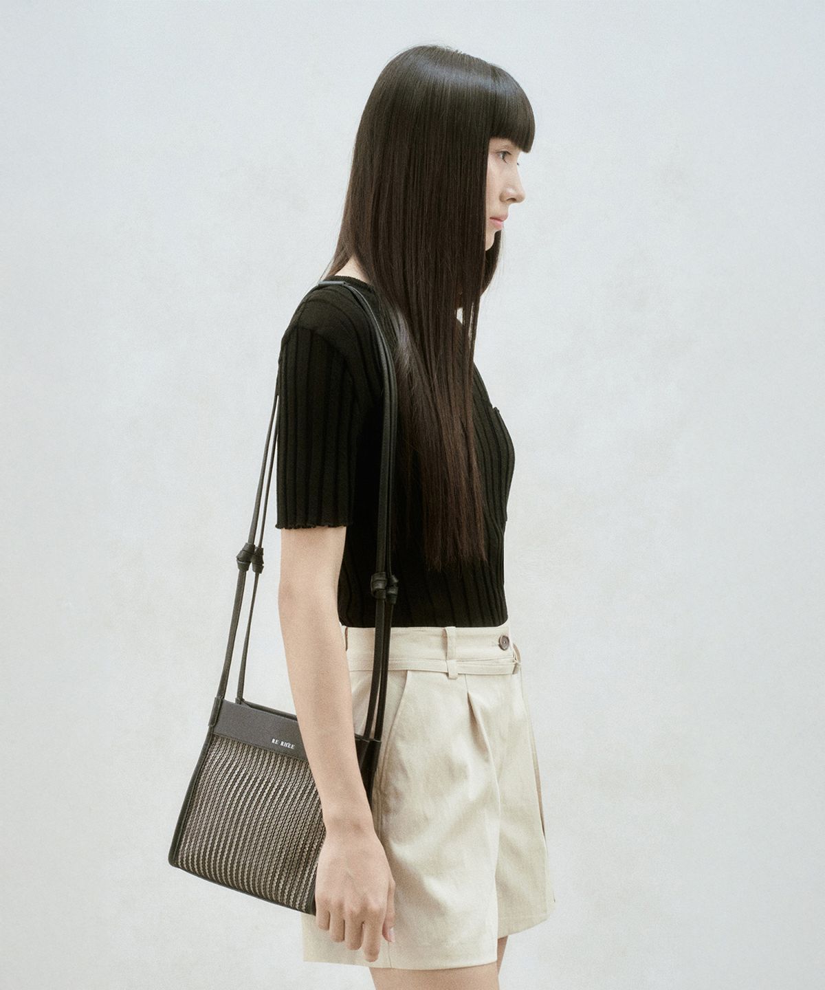 리이(RE RHEE) LEATHER MESH SHOULDER BAG