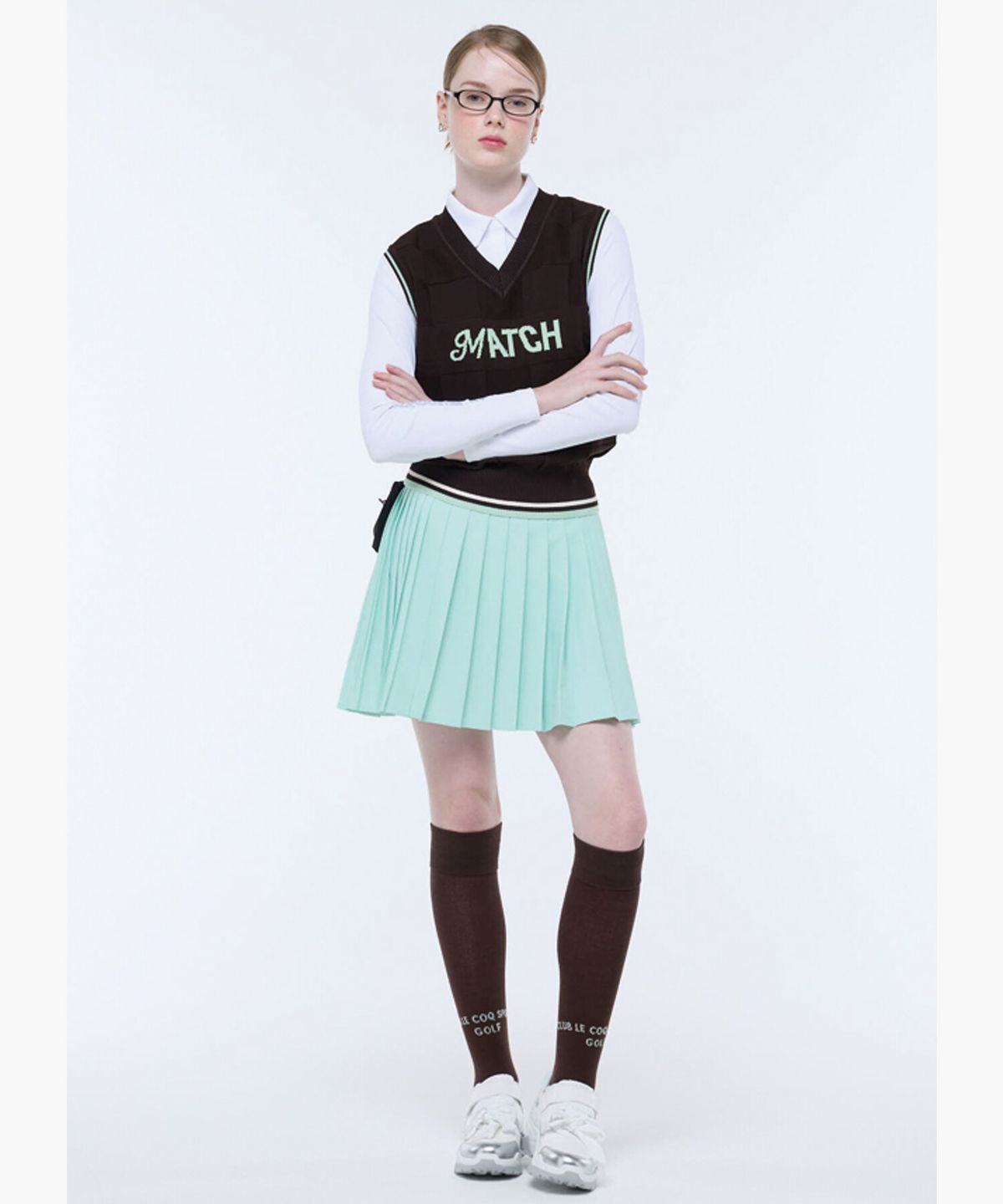 르꼬끄 골프(LECOQ GOLF) 여성 전체 플리츠 스커트 (GQ322LSK81)