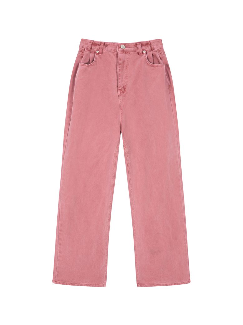Washed tuck pocket pants - pink