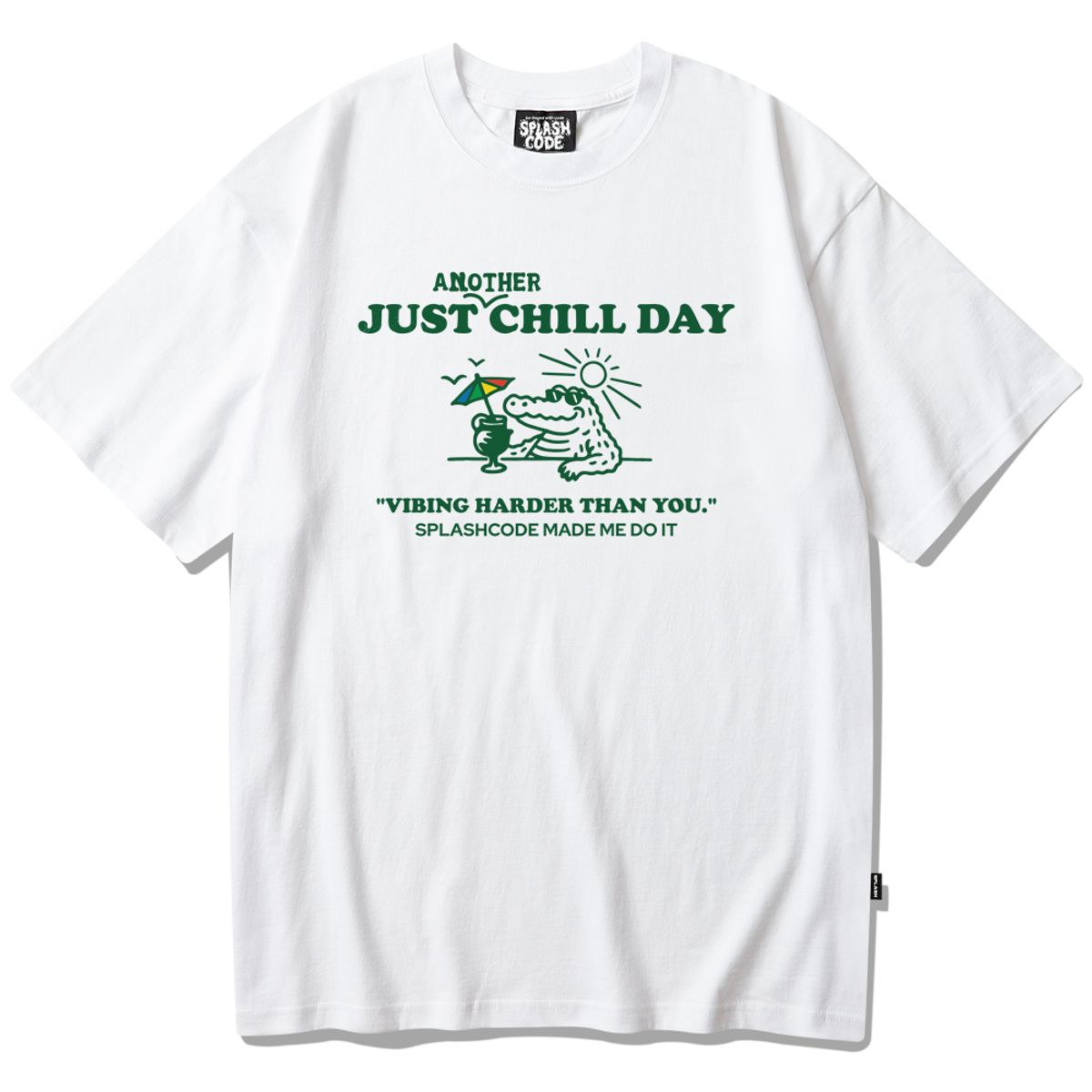 스플래시코드(SPLASHCODE) 반팔 티셔츠 화이트 - 저스트 칠 데이(Just Chill Day)