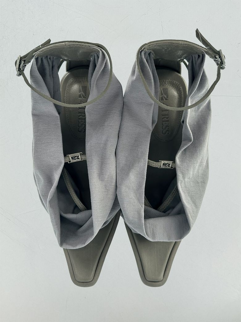 DRAPED LEATHER WEDGE SANDALS 02 BEIGE GRAY