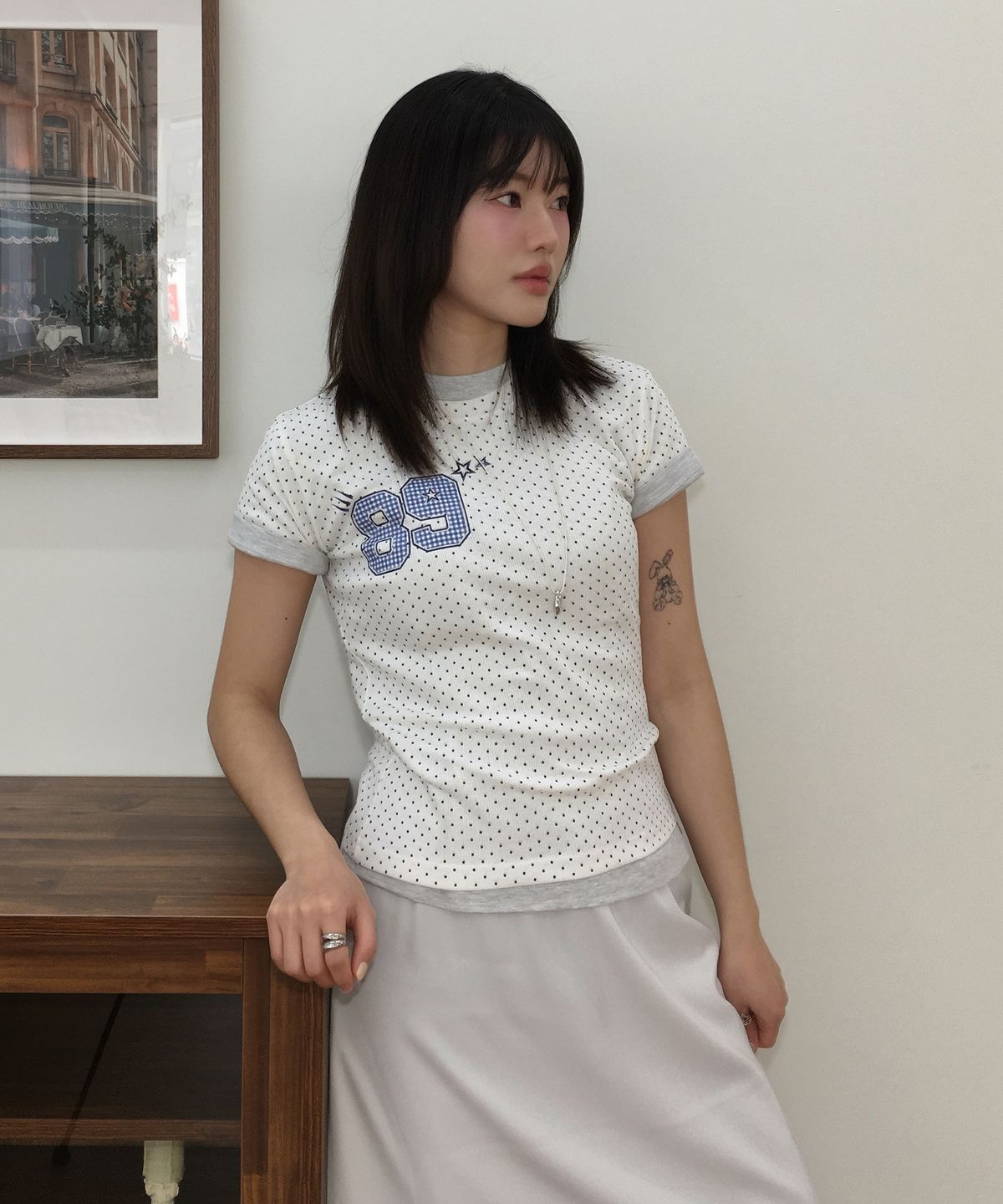 카고브로스 포 우먼(CARGOBROS FOR WOMAN) 아메리칸 넘버 숏 반팔 티셔츠 (화이트)