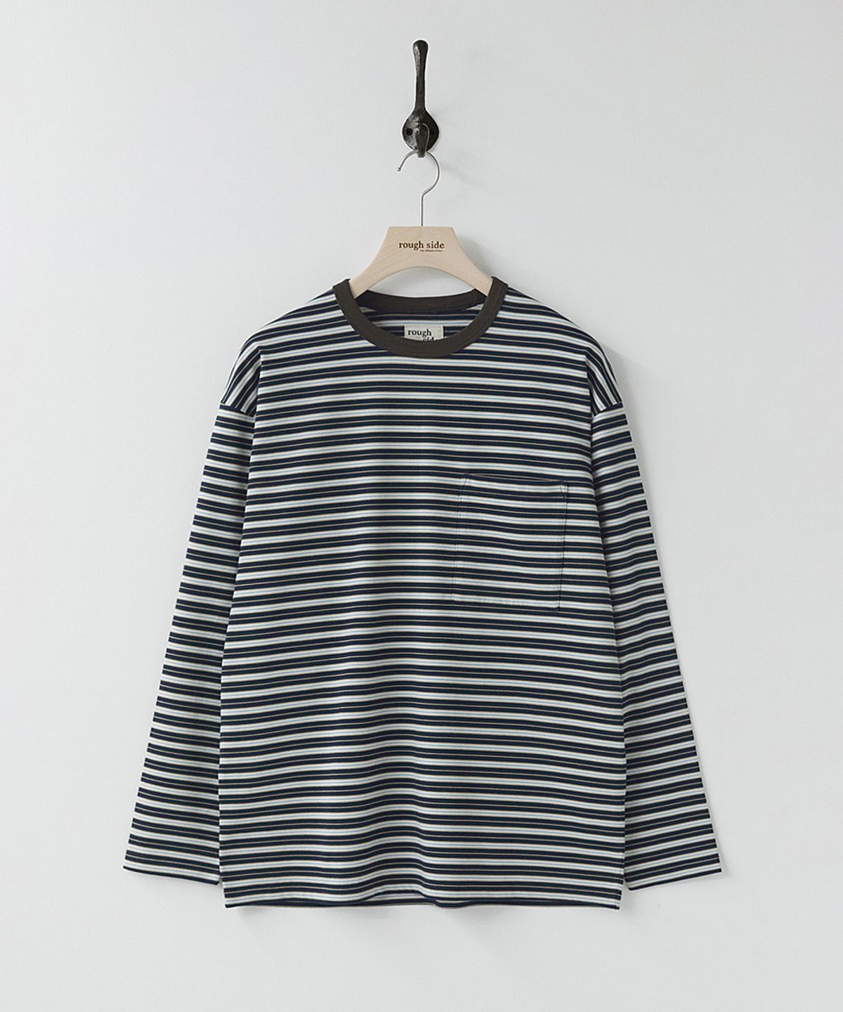 러프사이드(ROUGHSIDE) Multi Stripe Long Sleeve Navy