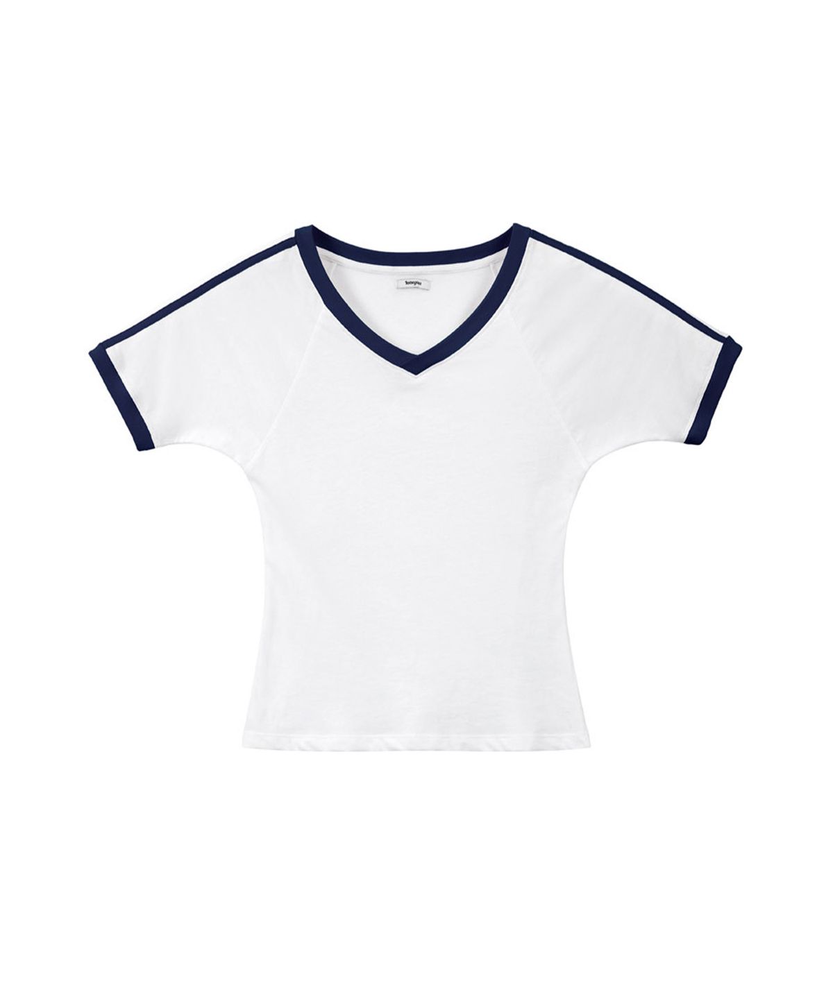라츠유(LOTSYOU) lotsyou_V neck Ringer T-shirts Navy