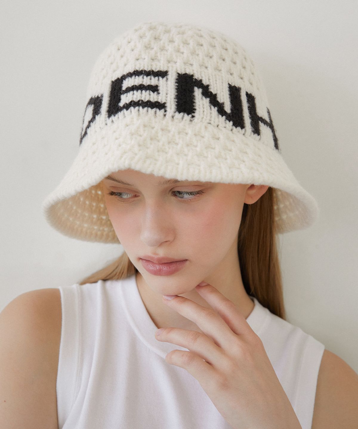할렌(HALDEN) halden logo knit bucket hat (C068_ivoryblack)
