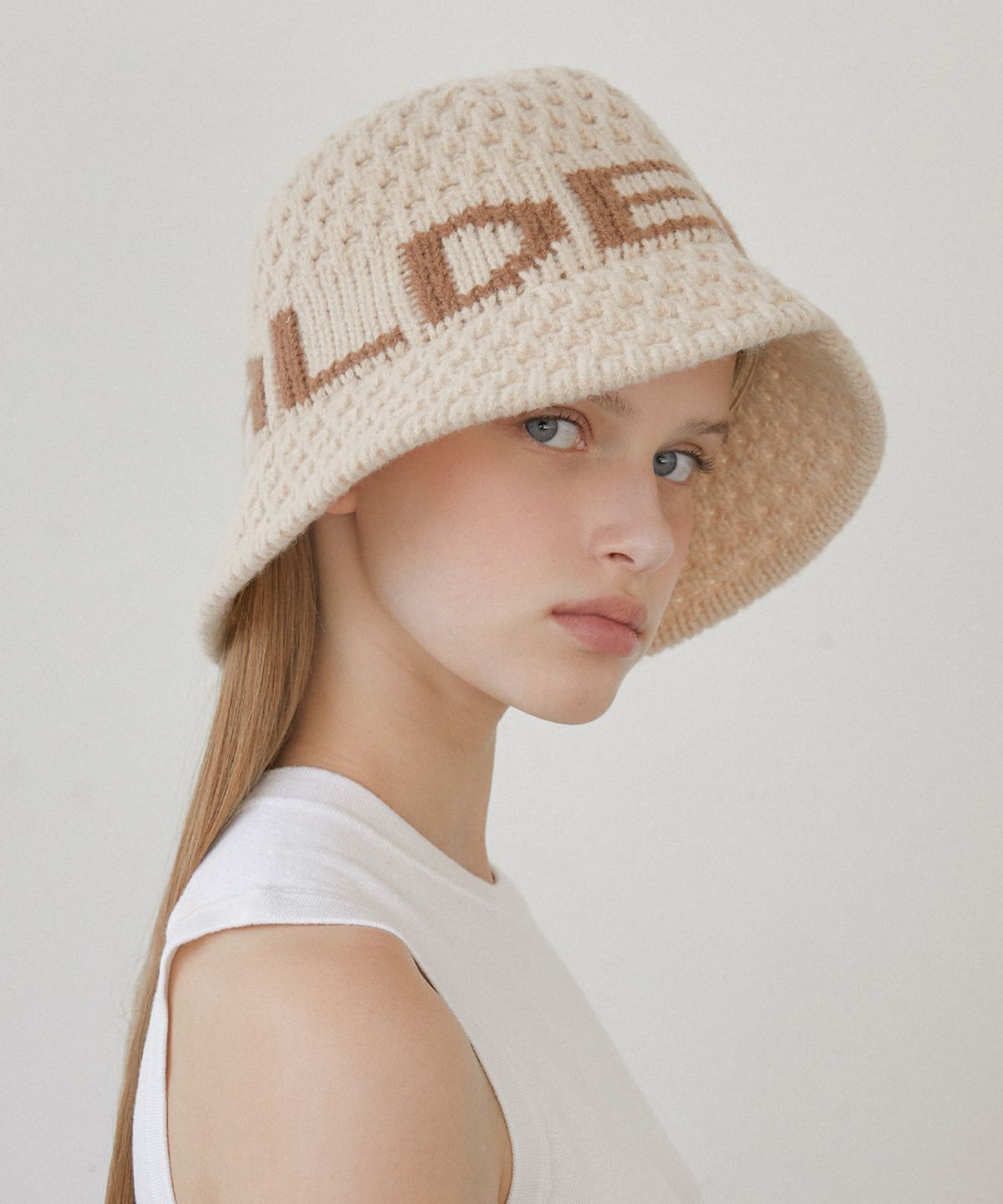 할렌(HALDEN) halden logo knit bucket hat (C068_beigebrown)