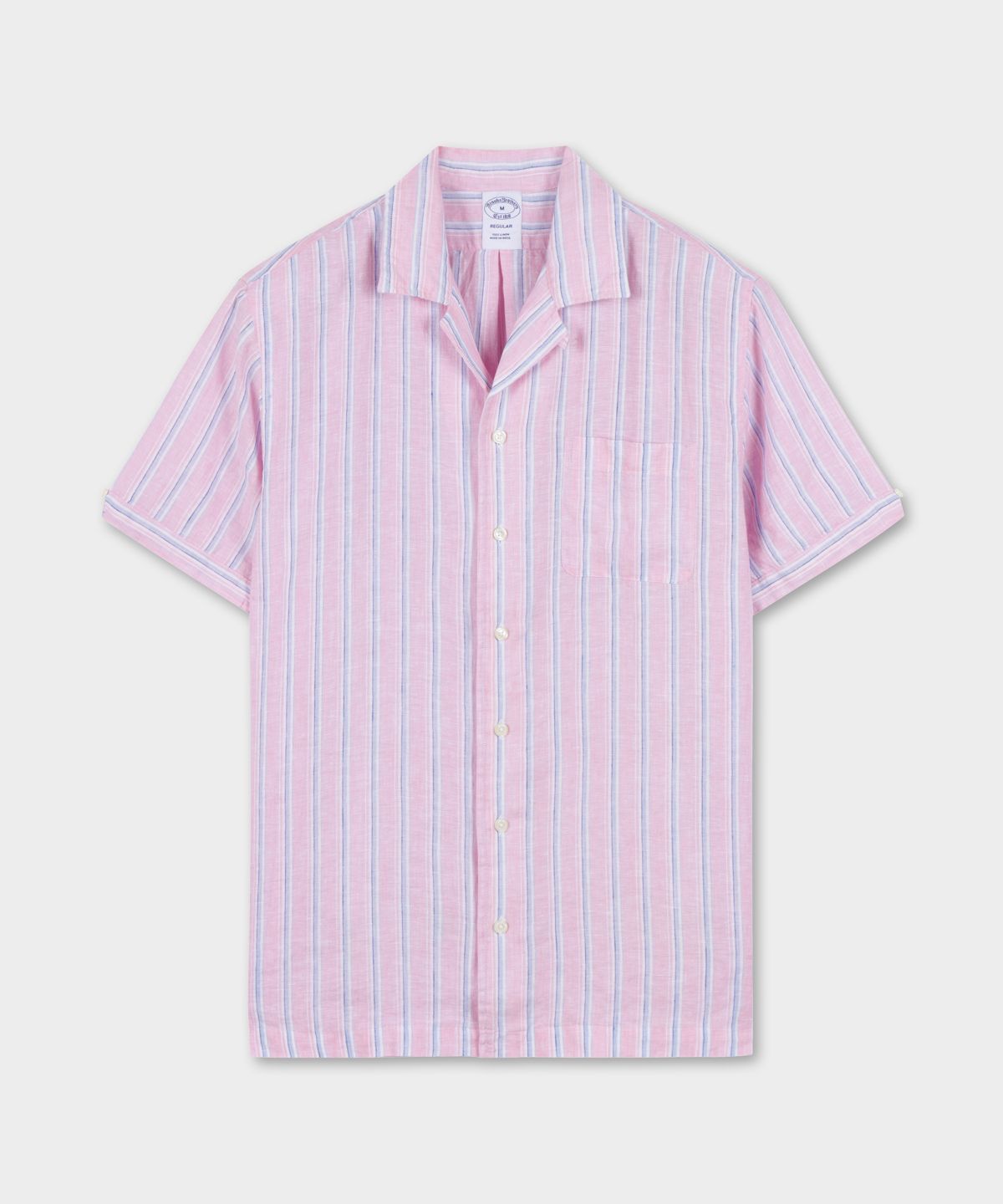 브룩스 브라더스(BROOKS BROTHERS) 베어드 맥넛 아이리쉬 린넨 패턴 캠프 숏슬리브 셔츠 (멀티) (BBTPMM01357FM)
