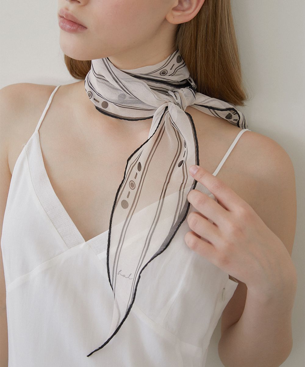 MUSINSA HALDEN big ray shape new pattern chiffon scarf