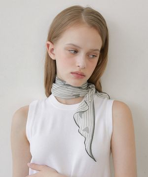 triangle shape pebble pattern chiffon scarf (SC006_ivorygreen)