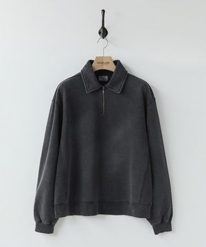Faded Quarter Zip Sweat Vintage Charcoal