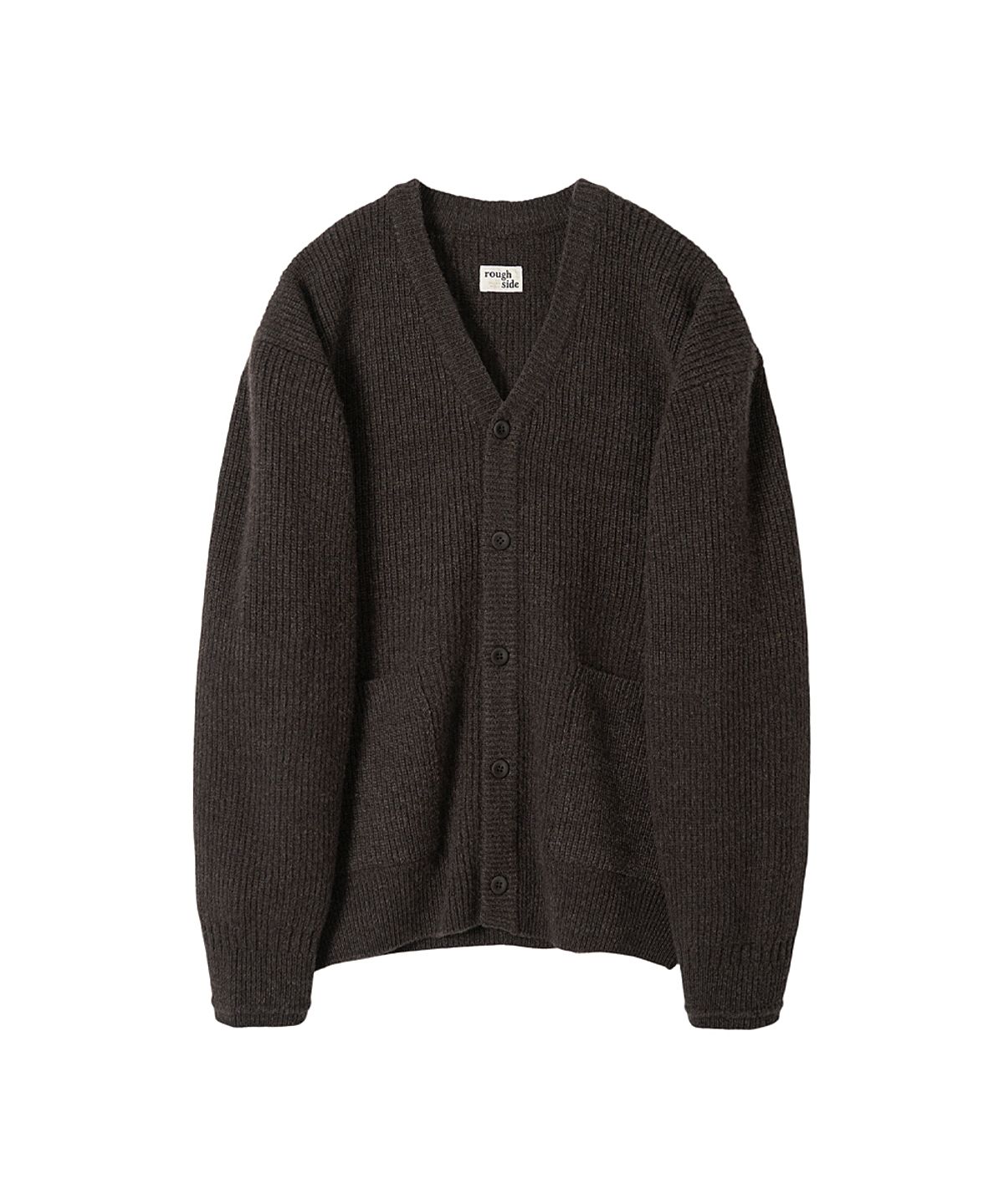 러프사이드(ROUGHSIDE) V-neck Cardigan Bark