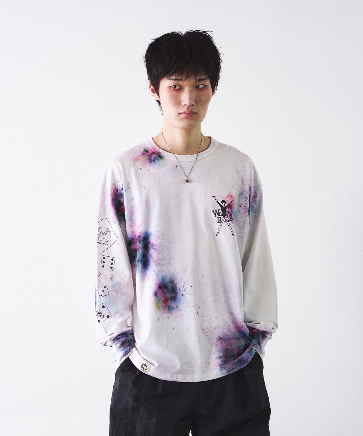 커넥트엑스(CONECTX) Hand Spray Dyed Cotton Long Sleeve, Multi Pink