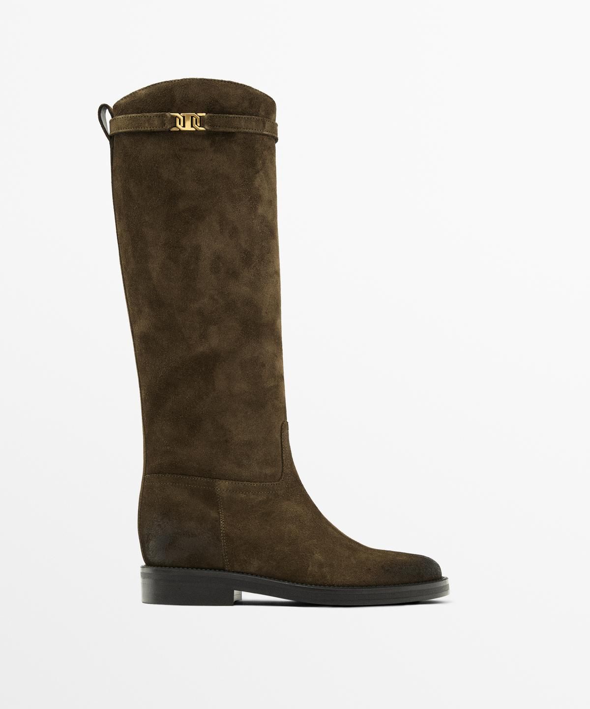 마시모두띠(MASSIMO DUTTI) 오일드 스플릿 스웨이드 라이딩 부츠