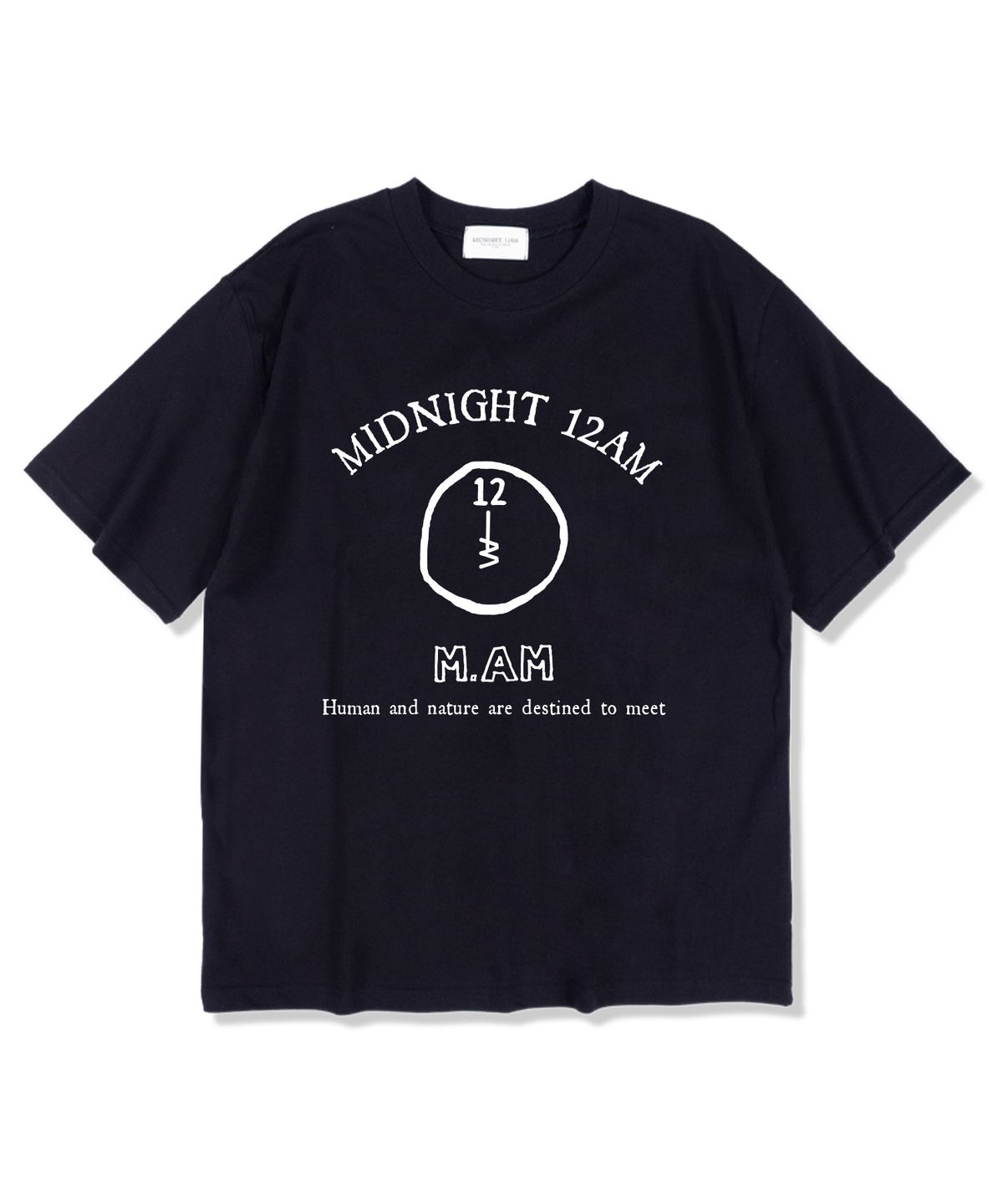 미드나잇12에이엠(MIDNIGHT12AM) 12M.AM로고 반팔 티셔츠 네이비