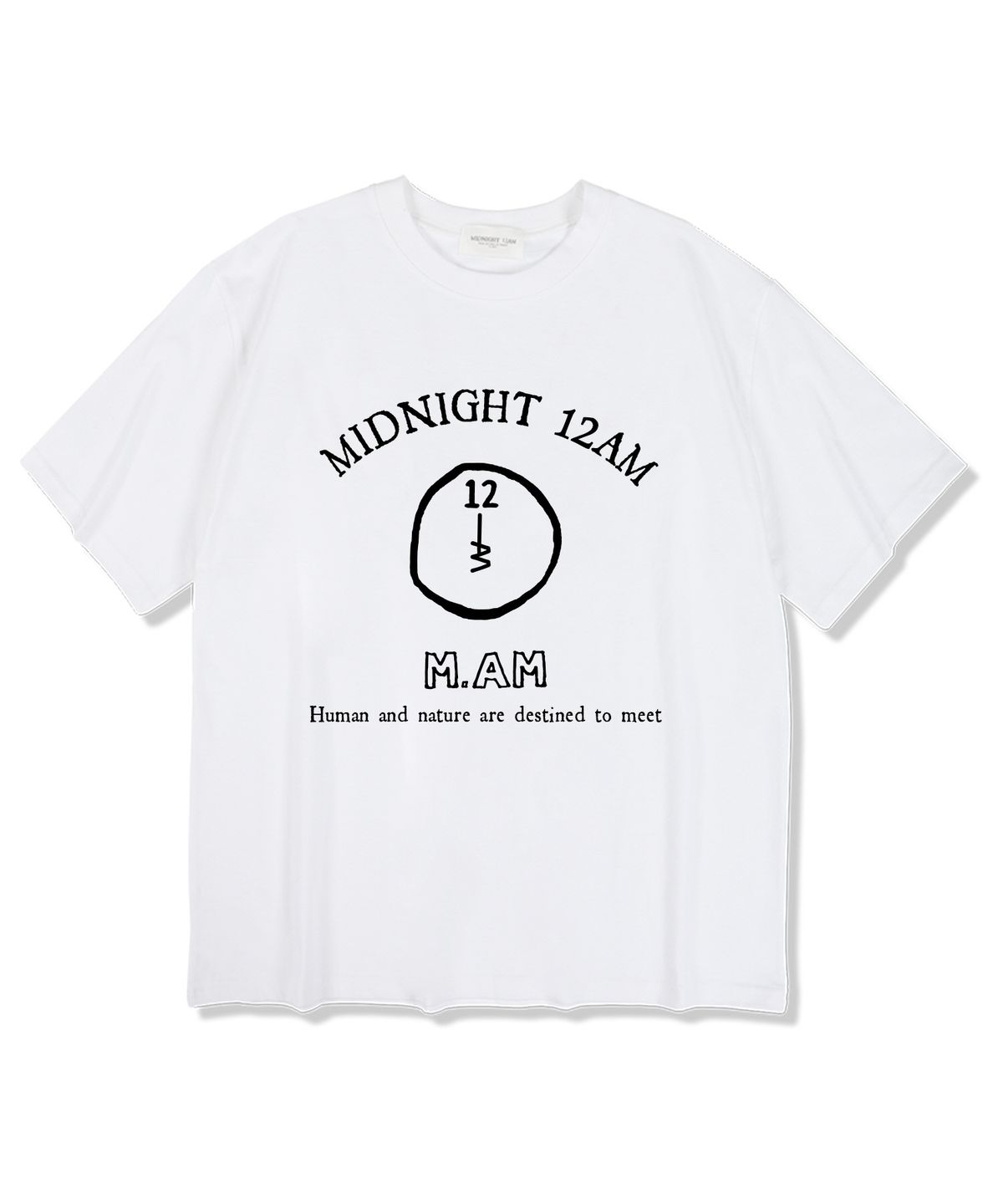 미드나잇12에이엠(MIDNIGHT12AM) 12M.AM로고 반팔 티셔츠 화이트