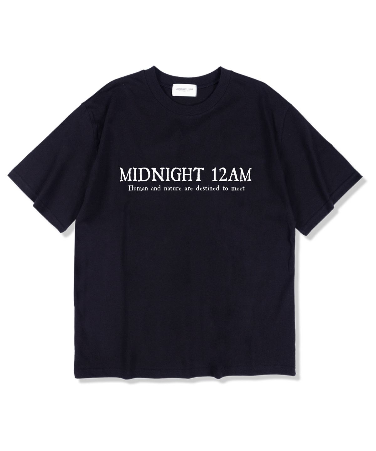 미드나잇12에이엠(MIDNIGHT12AM) 베이직로고 반팔 티셔츠 네이비