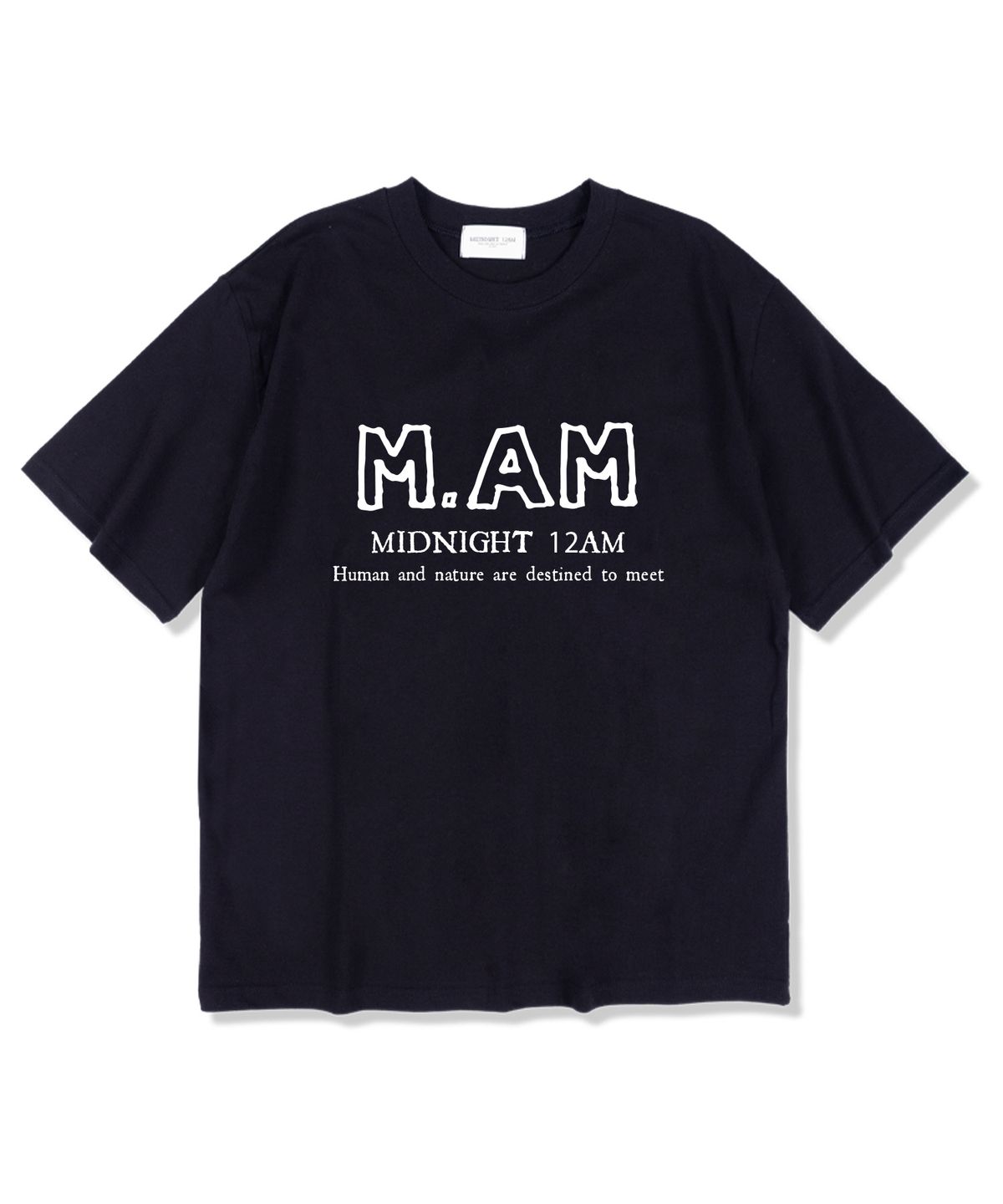 미드나잇12에이엠(MIDNIGHT12AM) M.AM로고 반팔 티셔츠 네이비