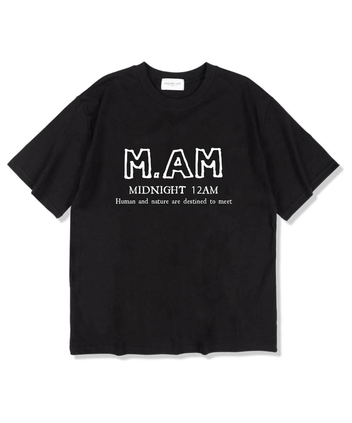 미드나잇12에이엠(MIDNIGHT12AM) M.AM로고 반팔 티셔츠 블랙