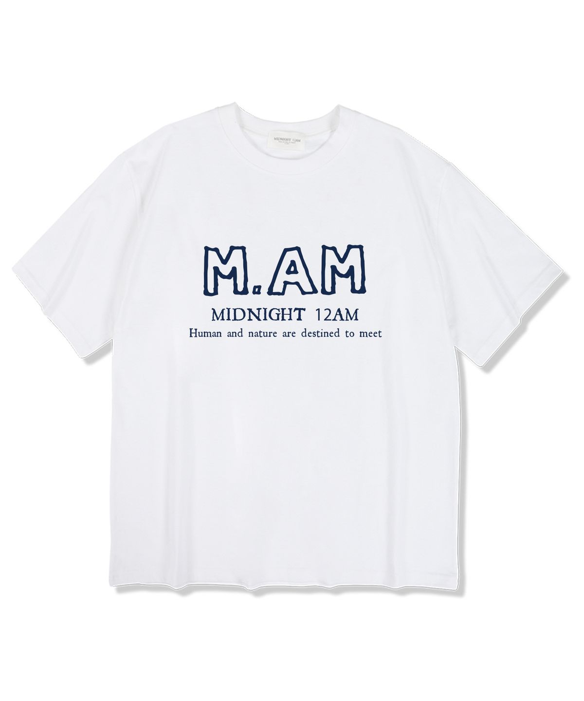 미드나잇12에이엠(MIDNIGHT12AM) M.AM로고 반팔 티셔츠 화이트
