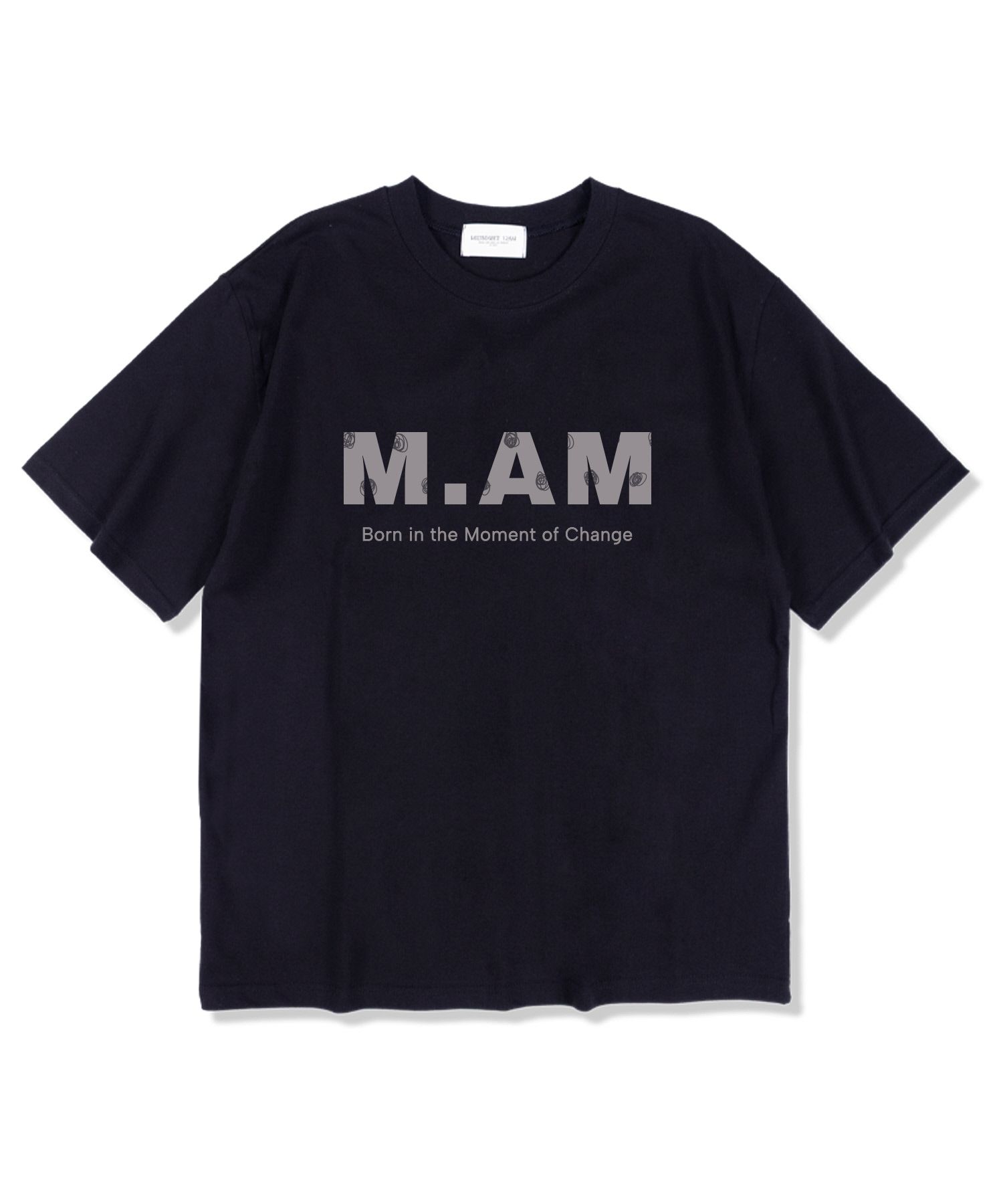 MUSINSA | MIDNIGHT12AM Moment M.AM Logo Short Sleeve T-Shirt Navy